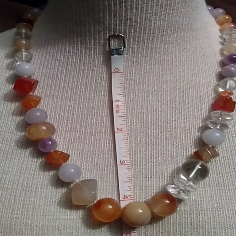 Handmade orange tone beaded necklace